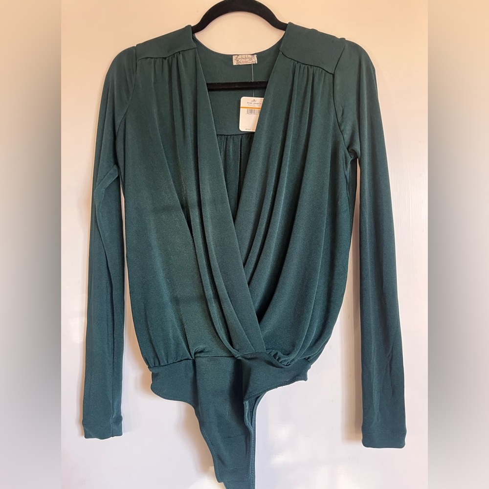 Free People Deep Green Wrap Bodysuit - Picture 4 of 6
